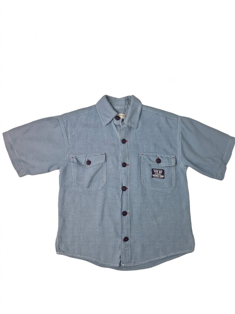 Vintage 90s Children’s Place Blue Micro Gingham Button Shirt Boys 5/6